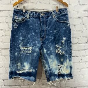 Kenpo Jeans Cougar Cut Off‎ Shorts Mens Sz 36 Distressed Acid Pattern